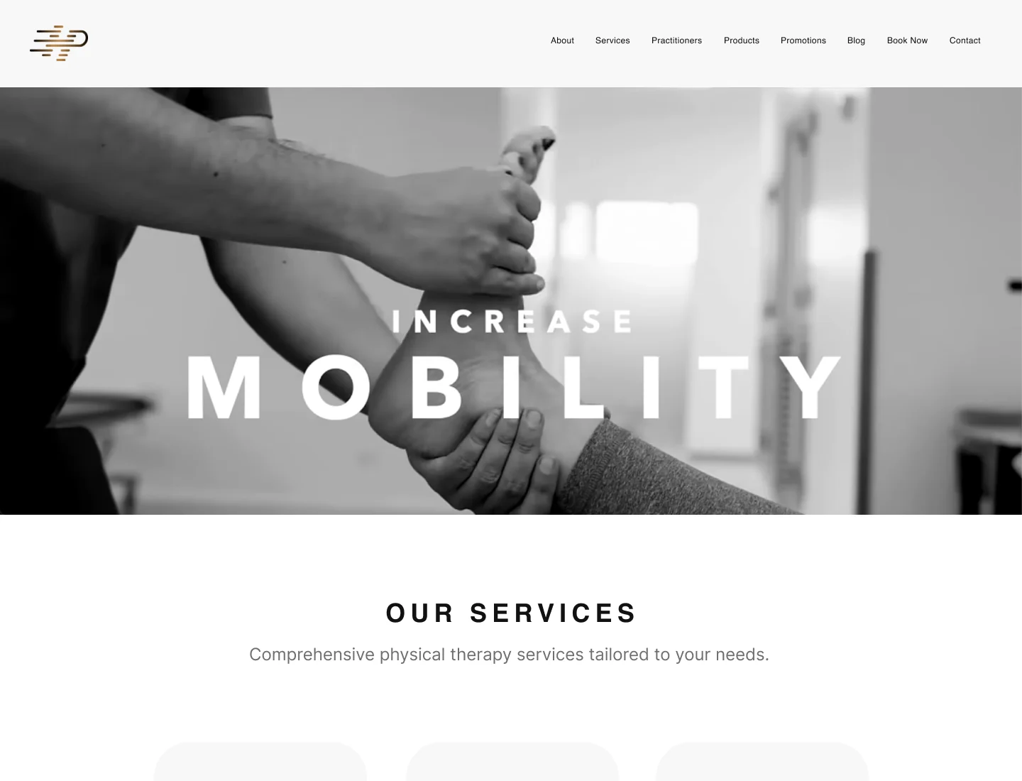 EHP homepage: the white header, the Increase Mobility hero and Our Services