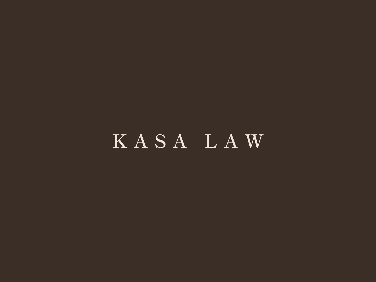 Kasa Law wordmark on espresso