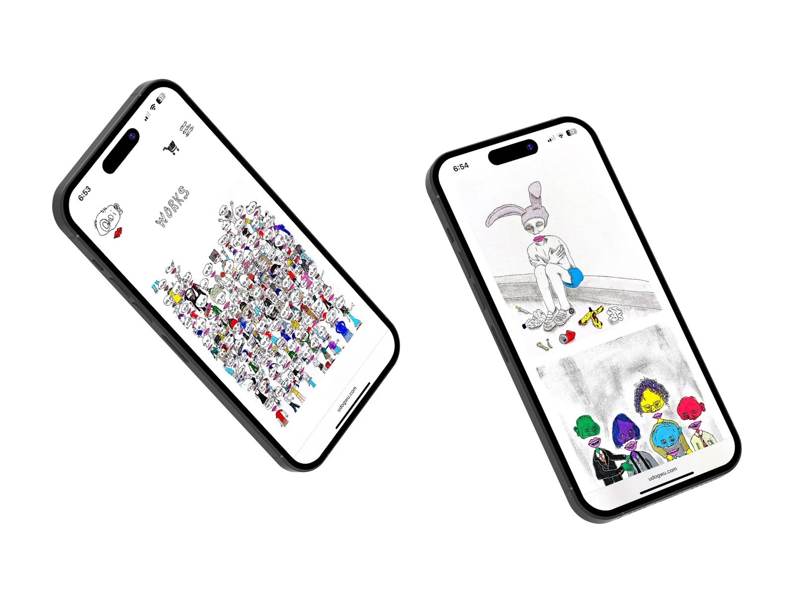 Works gallery pages of udogwu.com on two phones